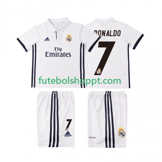 Camisola Júnior Real Madrid Cristiano Ronaldo 7 2016 2017 Retro Principais Equipamento Manga Curta