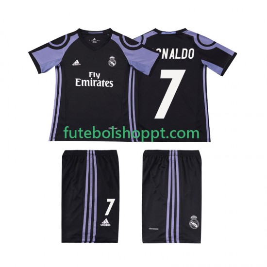 Camisola Júnior Real Madrid Cristiano Ronaldo 7 2016 2017 Retro Terceiro Equipamento Manga Curta