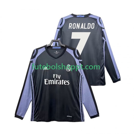 Camisola Homem Real Madrid Cristiano Ronaldo 7 2016 2017 Retro Terceiro Equipamento Manga Comprida