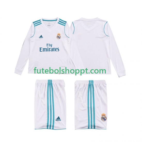 Camisola Júnior Real Madrid 2017 2018 Retro Principais Equipamento Manga Comprida