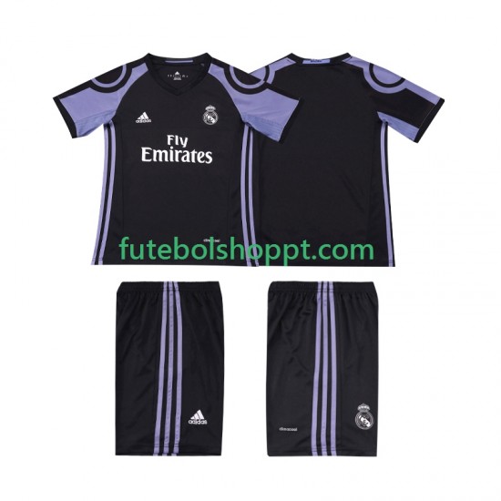Camisola Júnior Real Madrid 2016 2017 Retro Terceiro Equipamento Manga Curta