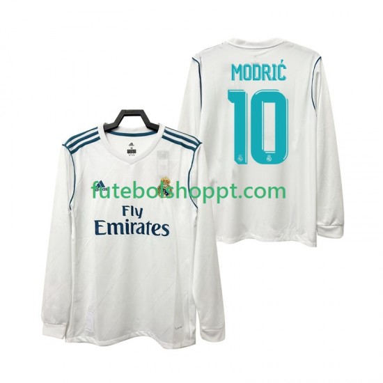 Camisola Homem Real Madrid Modrić 10 2017 2018 Retro Principais Equipamento Manga Comprida