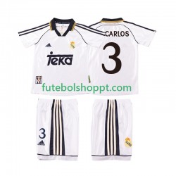 Camisola Júnior Real Madrid R CARLOS 3 2000 Retro Principais Equipamento 1998 Manga Curta