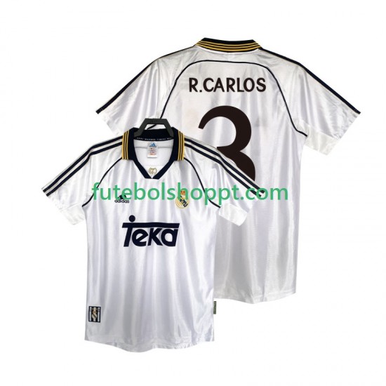 Camisola Homem Real Madrid R.CARLOS 3 2000 Retro Principais Equipamento 1998 Manga Curta