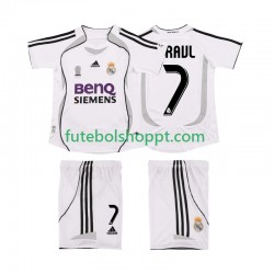 Camisola Júnior Real Madrid RAUL 7 2007 Retro Principais Equipamento 2006 Manga Curta