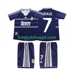 Camisola Júnior Real Madrid RAUL 7 Retro Alternativa Equipamento 1998 1999 Manga Curta