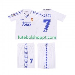 Camisola Júnior Real Madrid RAUL 7 1996 1997 Retro Principais Equipamento Manga Curta