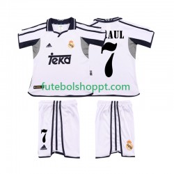 Camisola Júnior Real Madrid RAUL 7 2001 Retro Principais Equipamento 2002 Manga Curta