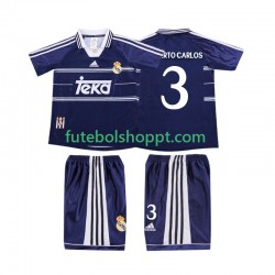 Camisola Júnior Real Madrid ROBERTO CARLOS 3 Retro Alternativa Equipamento 1998 1999 Manga Curta