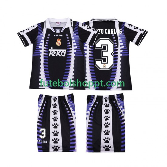 Camisola Júnior Real Madrid ROBERTO CARLOS 3 1997 Retro Terceiro Equipamento 1998 Manga Curta