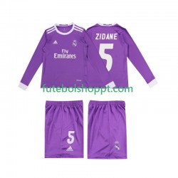 Camisola Júnior Real Madrid ZIDANE 5 2016 Retro Alternativa Equipamento Manga Comprida