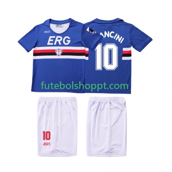 Camisola Júnior Sampdoria MANCINI 10 1991 Retro Principais Equipamento 1990 Manga Curta