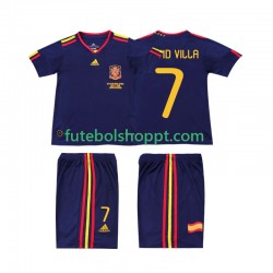 Camisola Júnior Espanha DAVID VILLA 7 Retro Alternativa Equipamento 2010 Manga Curta