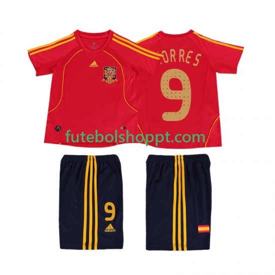 Camisola Júnior Espanha TORRES 9 Retro Principais Equipamento 2008 Manga Curta