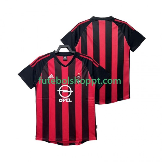 Camisola Homem AC Milan 2003 Retro Principais Equipamento 2002 Manga Curta