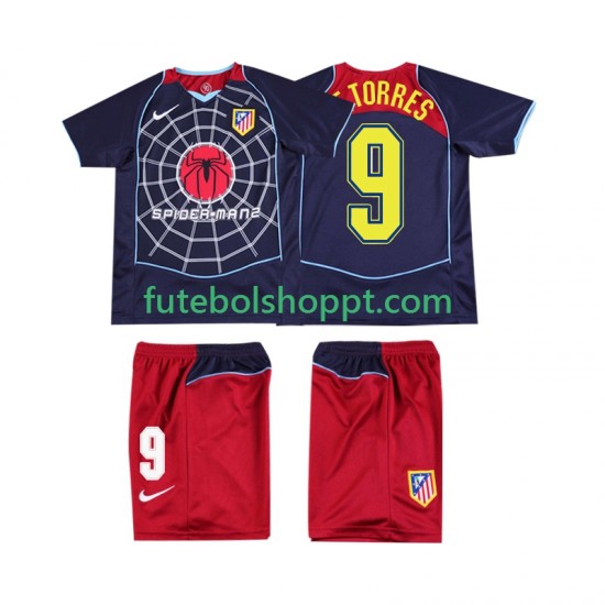 Camisola Júnior Atlético Madrid F TORRES 9 2005 Retro Alternativa Equipamento 2004 Manga Curta