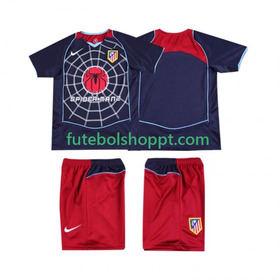 Camisola Júnior Atlético Madrid 2005 Retro Alternativa Equipamento 2004 Manga Curta