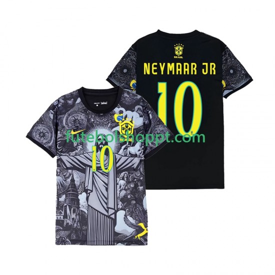 Camisola Homem Brasil Neymar JR 10 Cheist the Redeemer Principais Equipamento 2024 Manga Curta