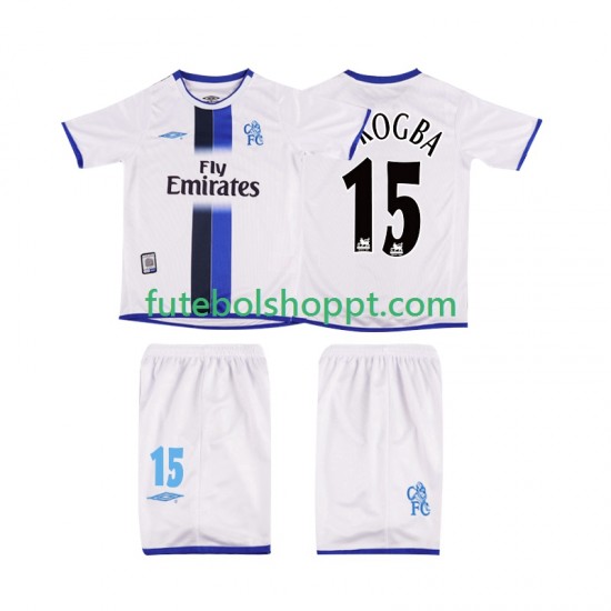 Camisola Júnior Chelsea DROGBA 15 2003 Retro Alternativa Equipamento Manga Curta