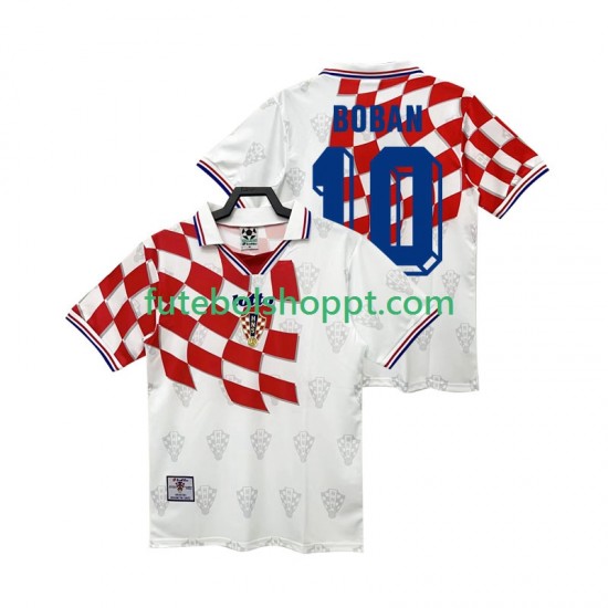 Camisola Homem Croácia BOBAN 10 Retro Principais Equipamento 1998 Manga Curta