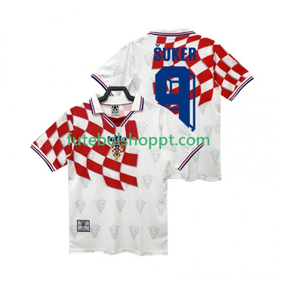 Camisola Homem Croácia BSUKER 9 Retro Principais Equipamento 1998 Manga Curta