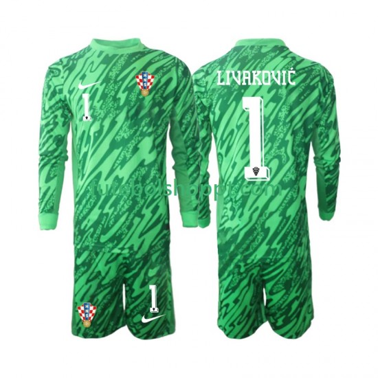 Camisola Júnior Croácia DOMINIK LIVAKOVIC 1 Guarda-redes Alternativa Equipamento 2024 Manga Comprida
