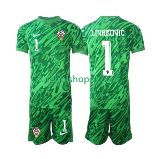 Camisola Júnior Croácia DOMINIK LIVAKOVIC 1 Guarda-redes Alternativa Equipamento 2024 Manga Curta