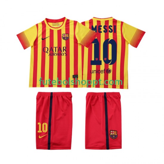Camisola Júnior FC Barcelona Lionel Messi 10 2013 2014 Retro Alternativa Equipamento Manga Curta