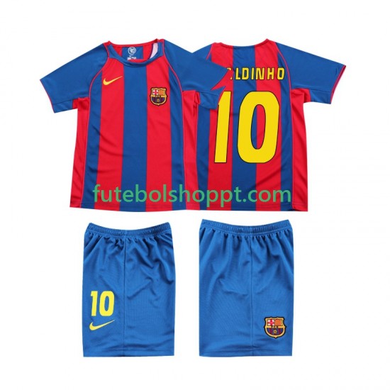 Camisola Júnior FC Barcelona RONALDINHO 10 Retro Principais Equipamento 2004 Manga Curta