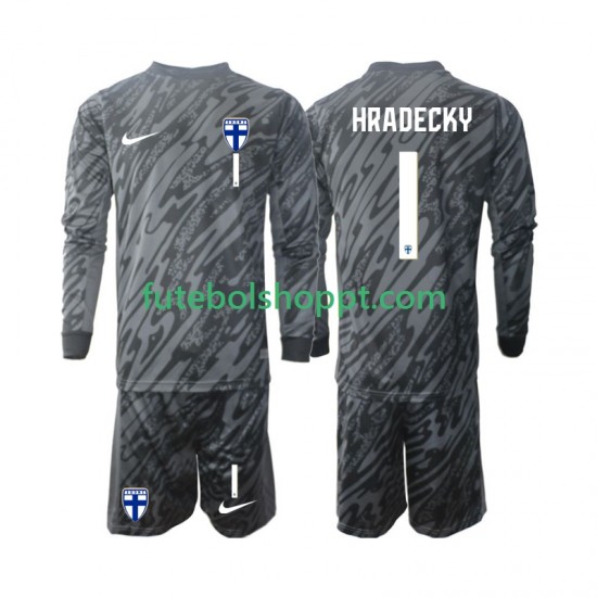 Camisola Júnior Finlândia HRADECKY 1 Guarda-redes Principais Equipamento 2024 Manga Comprida