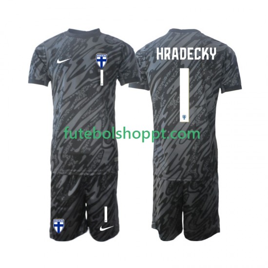 Camisola Júnior Finlândia HRADECKY 1 Guarda-redes Principais Equipamento 2024 Manga Curta