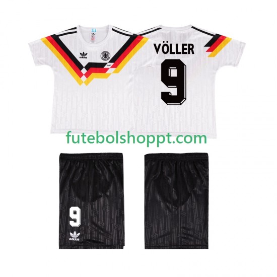 Camisola Júnior Alemanha VOLLER 9 Retro Principais Equipamento 1990 Manga Curta