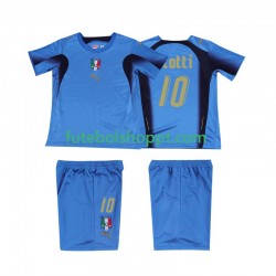 Camisola Júnior Itália TOTTI 10 Retro Principais Equipamento 2006 Manga Curta