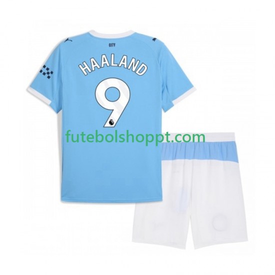 Camisola Júnior Manchester City Erling Haaland 9 Principais Equipamento 2025-2026 Manga Curta