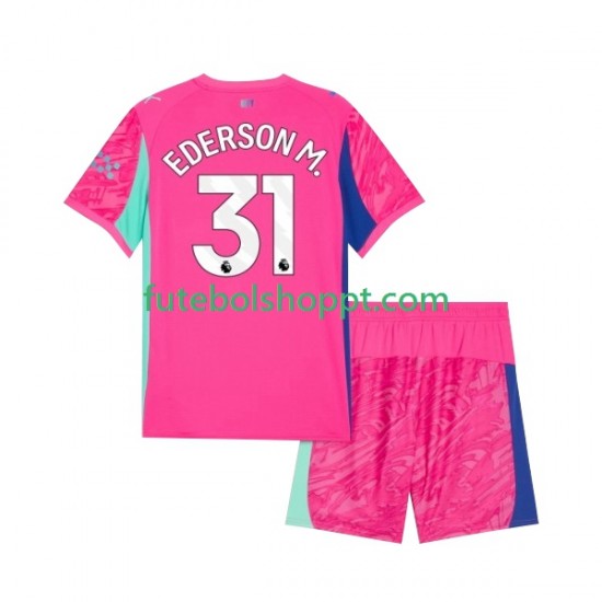 Camisola Júnior Manchester City Ederson Moraes 31 Guarda-redes Alternativa Equipamento 2025-2026 Manga Curta