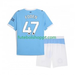 Camisola Júnior Manchester City Phil Foden 47 Principais Equipamento 2025-2026 Manga Curta