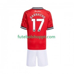 Camisola Júnior Manchester United Alejandro Garnacho 17 Principais Equipamento 2025-2026 Manga Curta