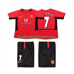 Camisola Júnior Manchester United BECKHAM 7 Retro Principais Equipamento 2004 2002 Manga Curta
