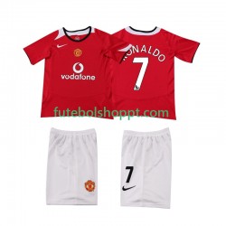 Camisola Júnior Manchester United Cristiano Ronaldo 7 Retro Principais Equipamento 2004 2006 Manga Curta