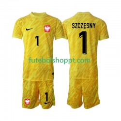 Camisola Júnior Polónia Szczesny 1 Guarda-redes Principais Equipamento 2024 Manga Curta
