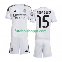 Camisola Júnior Real Madrid Arda Guler 15 Principais Equipamento 2025-2026 Manga Curta