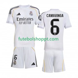 Camisola Júnior Real Madrid Camavinga 6 Principais Equipamento 2025-2026 Manga Curta