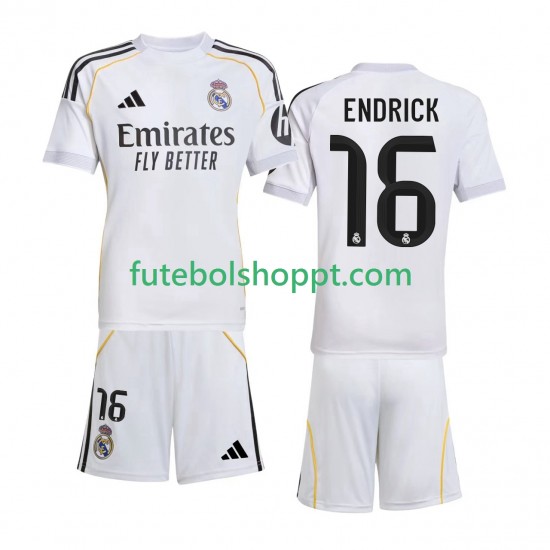Camisola Júnior Real Madrid Endrick 16 Principais Equipamento 2025-2026 Manga Curta