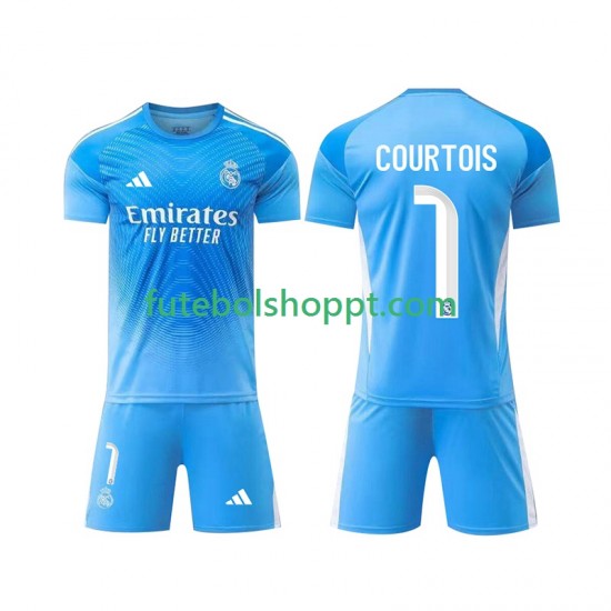 Camisola Júnior Real Madrid Thibaut Courtois 1 Guarda-redes Principais Equipamento 2025-2026 Manga Curta