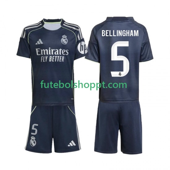 Camisola Júnior Real Madrid Jude Bellingham 5 Alternativa Equipamento 2025-2026 Manga Curta