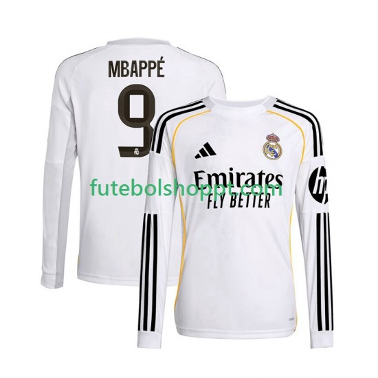 Camisola Homem Real Madrid Mbappé Kylian 9 Principais Equipamento 2025-2026 Manga Comprida