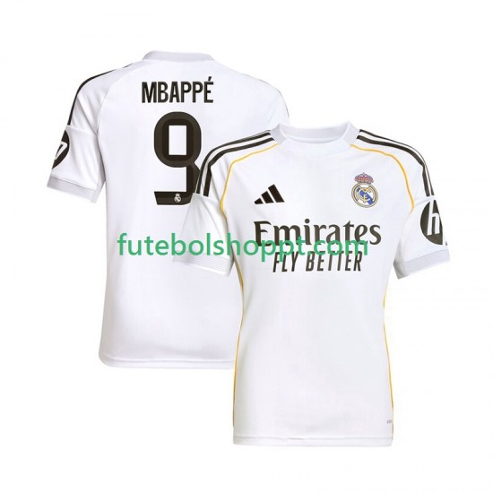 Camisola Homem Real Madrid Mbappé Kylian 9 Principais Equipamento 2025-2026 Manga Curta
