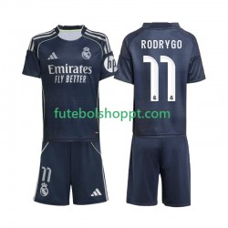 Camisola Júnior Real Madrid Rodrygo 11 Alternativa Equipamento 2025-2026 Manga Curta