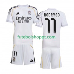 Camisola Júnior Real Madrid Rodrygo 11 Principais Equipamento 2025-2026 Manga Curta