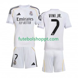 Camisola Júnior Real Madrid Vinicius Junior 7 Principais Equipamento 2025-2026 Manga Curta